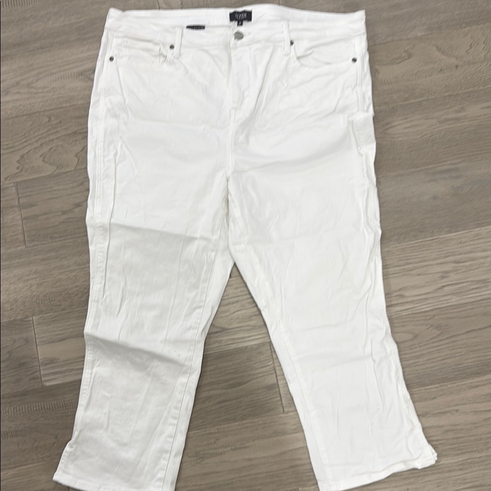 NYDJ White High Rise Jeans with Cropped Length